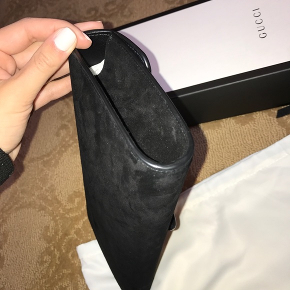 Gucci GG Marmont suede clutch black with pearls - Picture 6 of 8